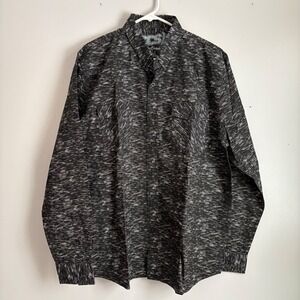 CCS Mens XL Long‎ Sleeve Button Up Shirt Black White Static Print Skateboarding